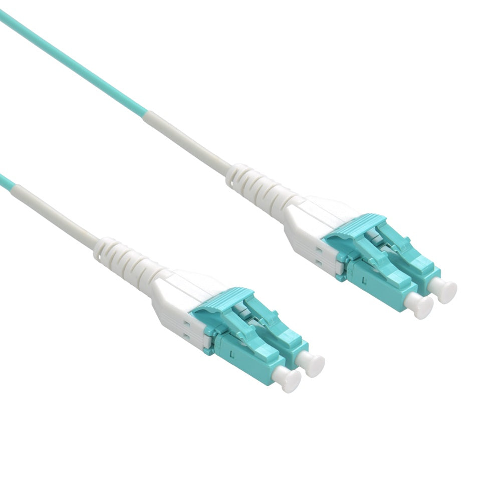 Uniboot LC/UPC-LC/UPC OM3 Multimode Duplex OFNR 2.0mm Aqua Fiber Optic Patch Cable Standard Uniboot LC/UPC-LC/UPC OM3 Multimode Duplex OFNR 2.0mm Aqua Fiber Optic Patch Cable Standard
